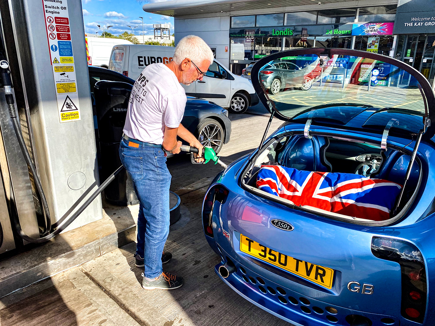 TVR T350 in Kent Being Refuelled